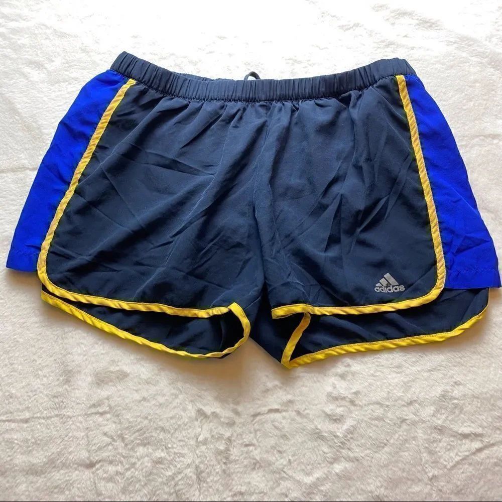 Adidas Blue With Yellow Trim Running Shorts